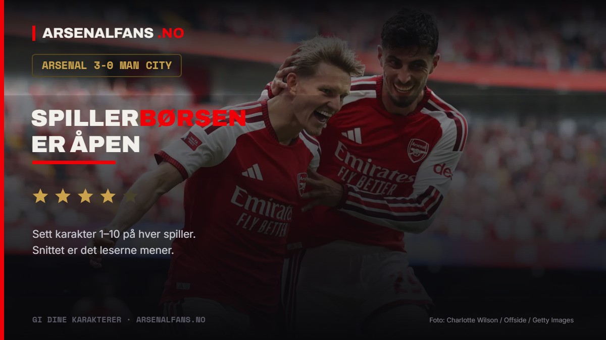 Martin Ødegaard i aksjon mot Manchester City. Spillerbørsen er åpen.